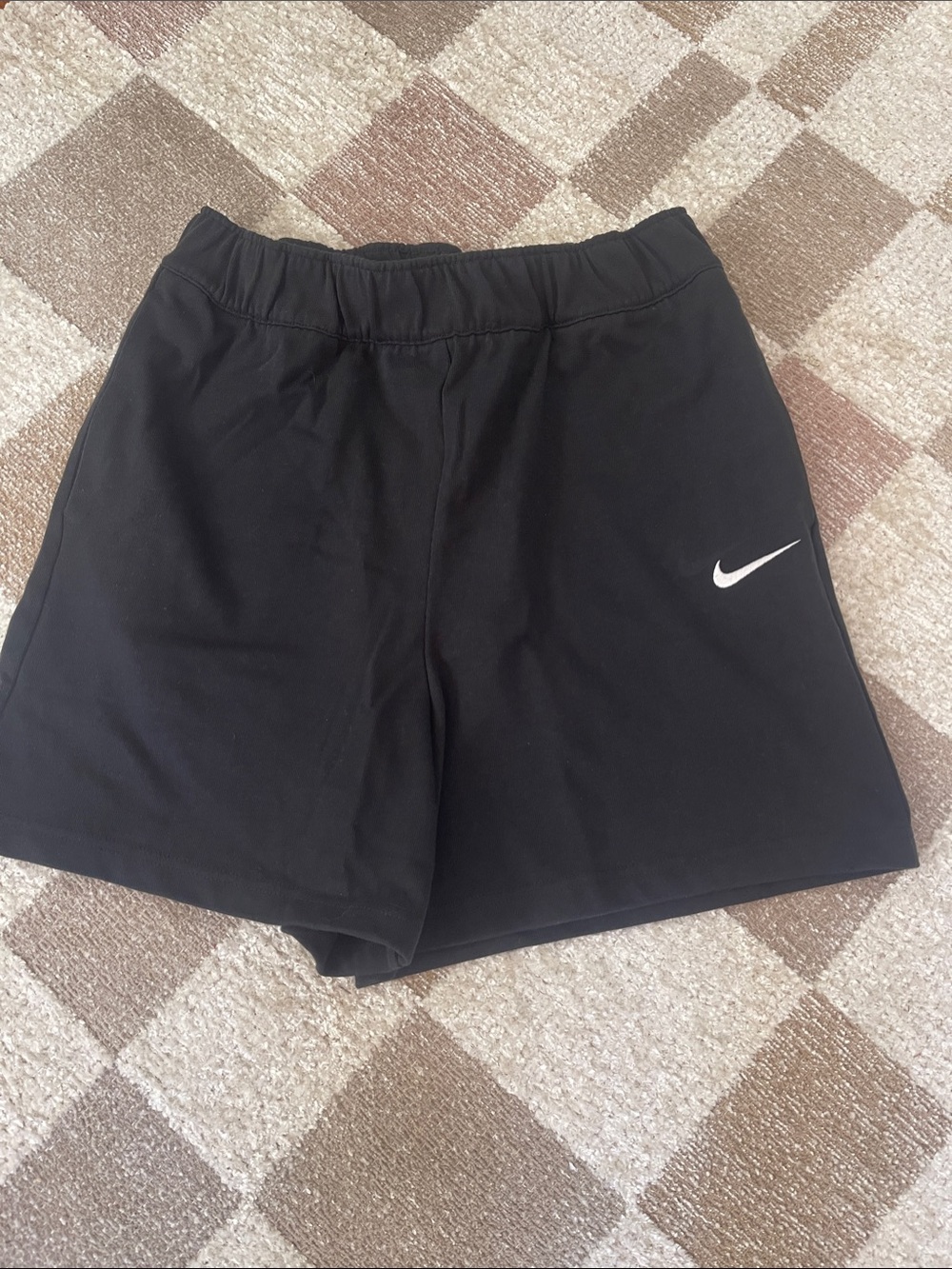 Nike Black High-Waist Women's Shorts with White Swoosh
